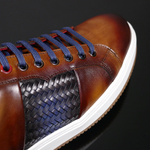 Apollo L149 'Daytona' - Vintage Tan & Navy Woven Leather Sneaker