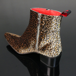Sylvian J984 'Feline' - Leopard Print Velvet Vegan Zip Boot